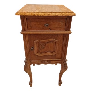 Louis XVI French Nightstand with White Marble Top, 1940s For Sale
