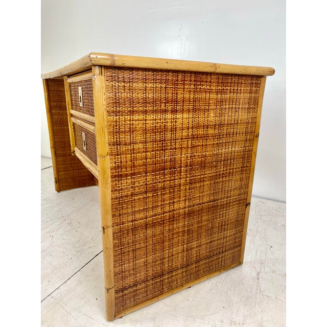 Vintage Dal Vera Italian Rattan Bamboo Desk For Sale In Tampa - Image 6 of 12