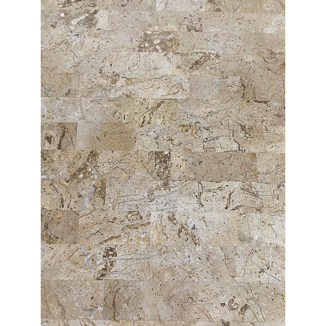 Late 20th Century Gabriella Crespi Style Reed Chairs & Faux Tessellated Stone Table-Set of 5 For Sale - Image 5 of 13