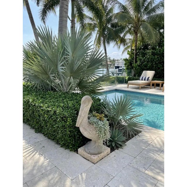 Vintage Cast Stone Pelican Garden Planter Statue For Sale - Image 9 of 9