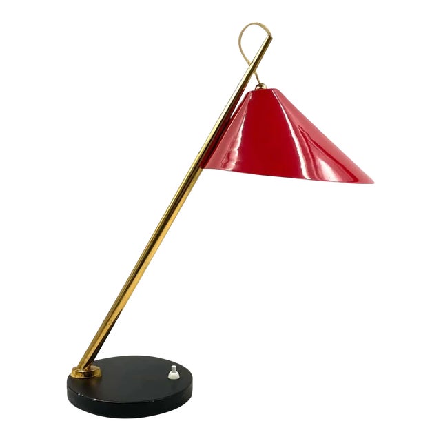 Mid-Century Red Table Lamp, Lumen Italy 1960s For Sale