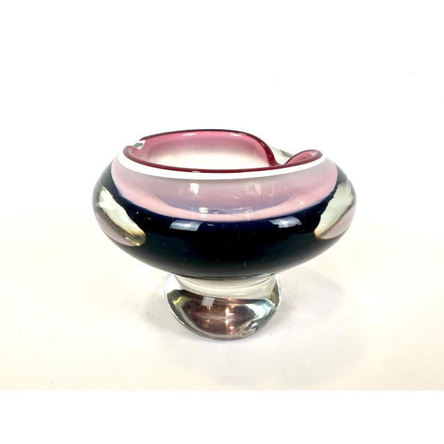 Bohemian Art Glass Ashtray by Josef Hospodka for Chribska Glassworks, 1960s, in Very Good conditions. Designed 1960 to...