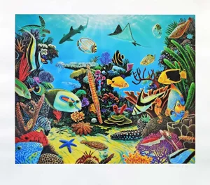 Late 20th Century "Rescue the Reef" Underwater Seascape Numbered Lithograph by Charles Lynn Bragg