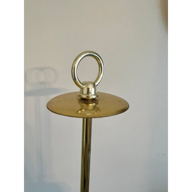 Vintage French style brass bouillotte lamp. This charming 3 arm candlestick style table lamp has turn switch on base. It...