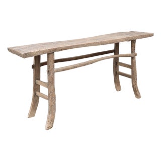 Vintage Rustic Elm Console Table For Sale