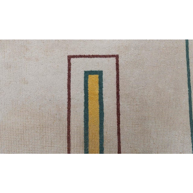 Textile Doris Leslie Blau Vintage French Art Deco Cream Hand-Knotted Wool Rug For Sale - Image 7 of 8