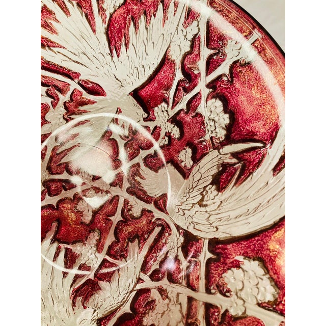 1920s 1920s Consolidated Glass Sculptural Cockatoo Cranberry Flashed Bowl For Sale - Image 5 of 5