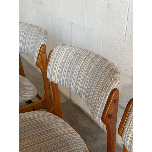 In Style of Erik Buch Model 46 Teak Dining Chairs Set of 6 Fabric Wooden Seating Denmark Mid-Century Modern 1960s For Sale - Image 10 of 10
