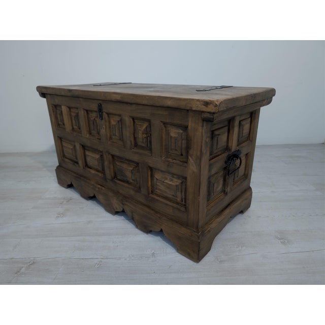 Wood Large Vintage Baroque Chest in Wood, 1920s For Sale - Image 7 of 18