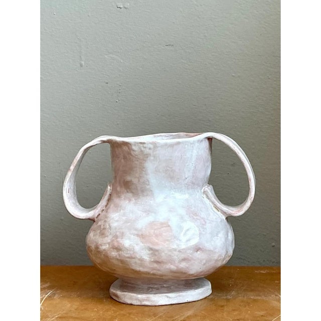 Vintage Biomorphic Ceramic Double Handle Vase For Sale - Image 4 of 12