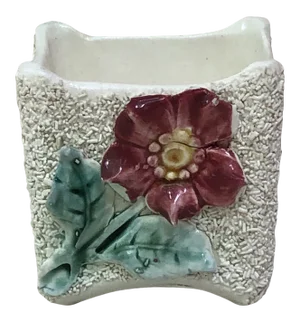 19th Century Small Majolica Jardiniere With Flowers Onnaing