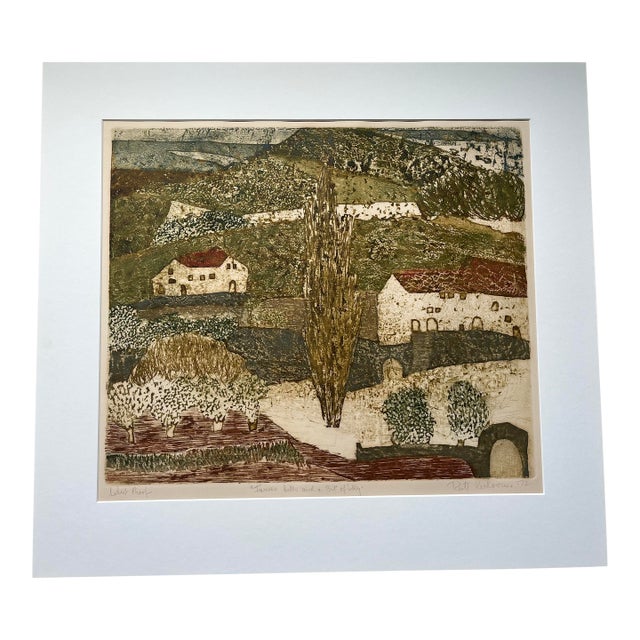 Mid 20th Century Signed Artist Proof Etching by Ruth Kerkovius - 'Farm Hills and a Bit of Sky' For Sale