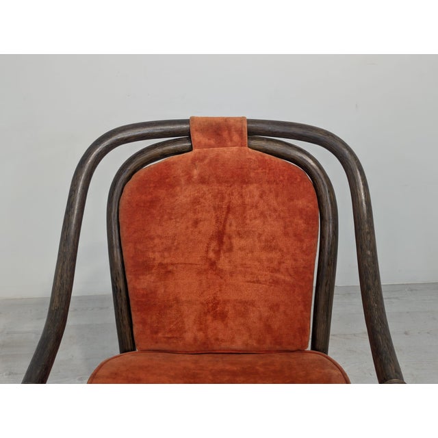 Vintage Upholstered Rattan Armchair For Sale - Image 16 of 18