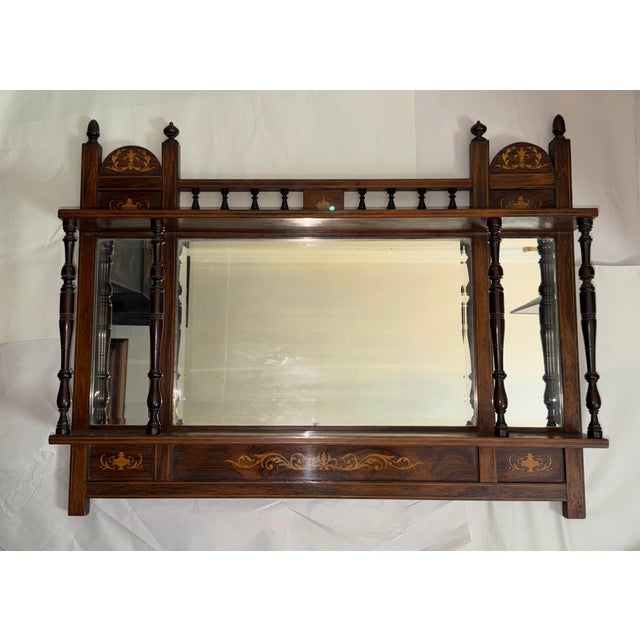 Brown Antique English Edwardian Entry or Over Mantel Mirror For Sale - Image 8 of 12