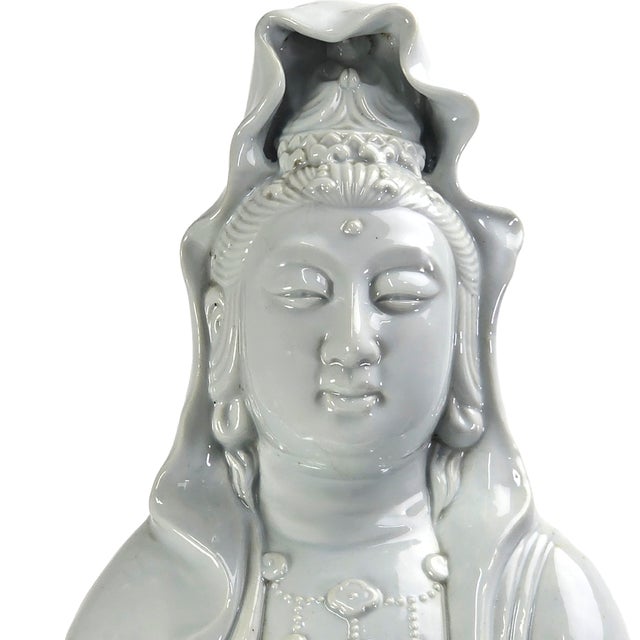 Mid 20th Century Large Mid-Century Japanese Celadon Guanyin Porcelain Figure 30" William "Billy" Haines Style Lamp Base For Sale - Image 5 of 14