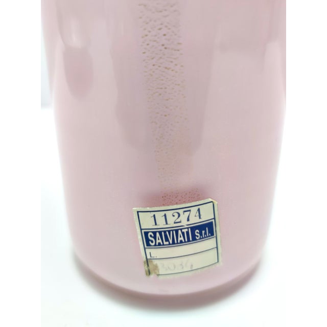 Pink Encased Murano Glass Bottle Vase with Gold Leaf by Salviati, Italy, 1970s For Sale - Image 9 of 10