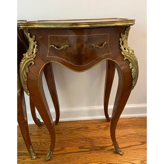Early 20th Century French Louis XIV Style Tables With Ornate Gold Ormolu Detail - A Pair For Sale - Image 9 of 12