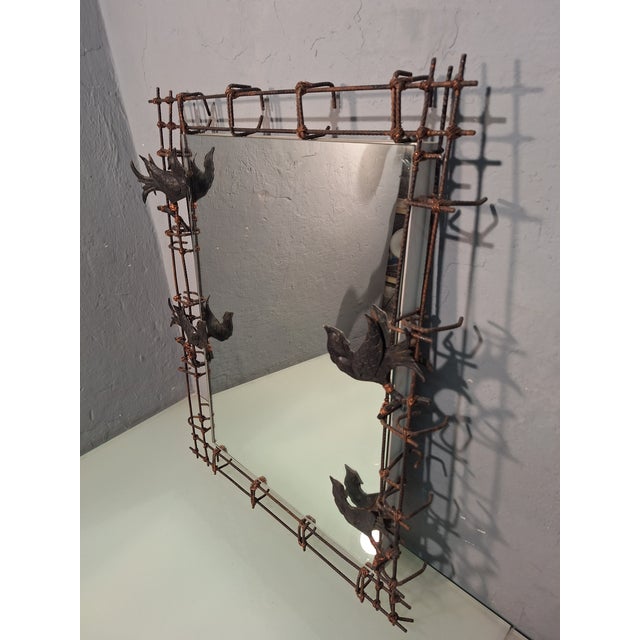 Rectangular Mirror with Wrought Iron Props, 2000s For Sale - Image 9 of 13
