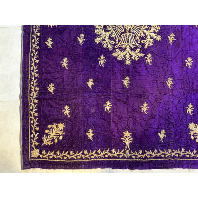 Gold Antique Velvet and Gold Embroidery Textile For Sale - Image 8 of 13