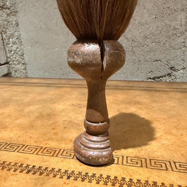 Antique Shaving Brush Turned Wood Handle Horsehair or Badger Hair For Sale In San Diego - Image 6 of 14