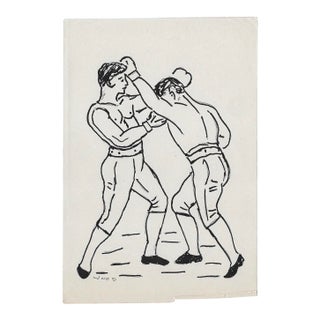 1943 Boxers Drawing by William Wood For Sale
