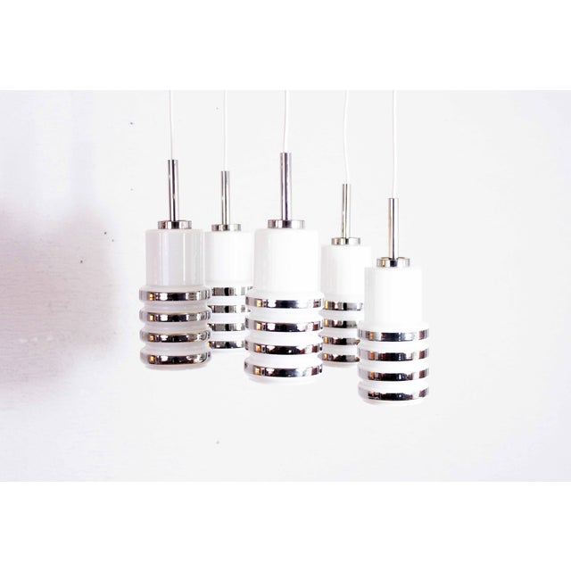 Suspension Light in Chromed Metal and Opaline Glass, 1970s For Sale - Image 11 of 12