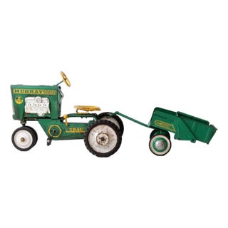 Vintage Murray Push Pedal Tractor With Cart For Sale