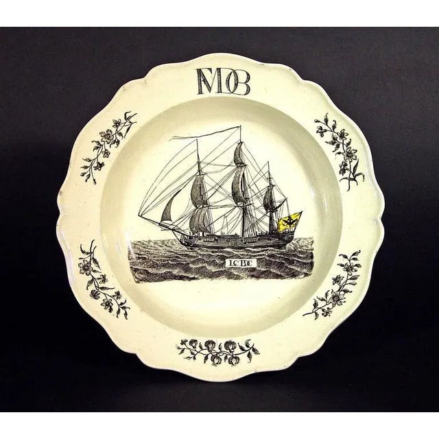 Wedgwood Creamware Soup Plate with Ship Flying the Imperial Double-Headed Eagle, Circa 1775–1790 A Wedgwood Queen’s ware...