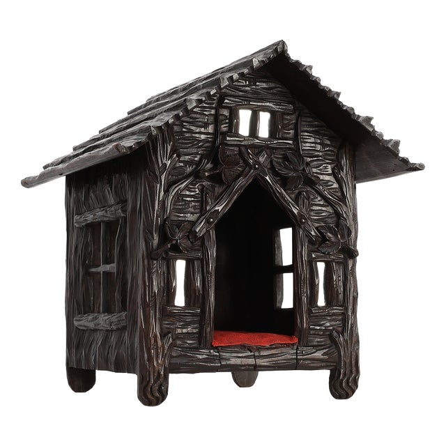 Black Forest Style Carved Oak Dog Kennel, 1850 For Sale