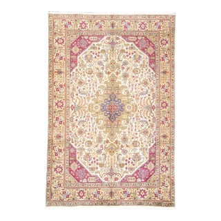 Vintage Hand-Knotted Persian Tabriz Rug 6'8" X 10' For Sale