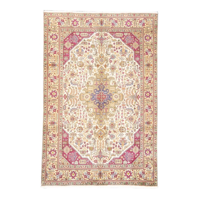 Vintage Hand-Knotted Persian Tabriz Rug 6'8" X 10' For Sale