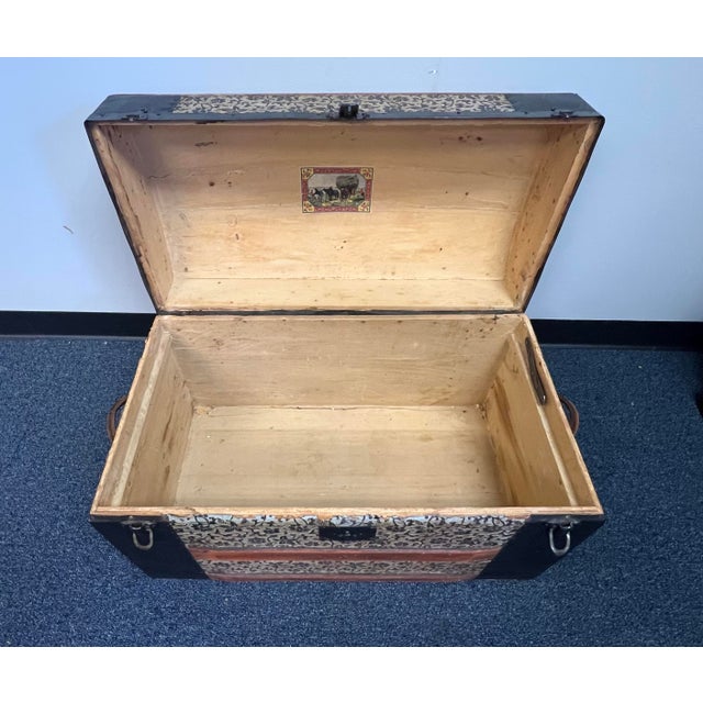 Small Victorian Dome Top Embossed Tin Steamer Trunk. For Sale - Image 10 of 10