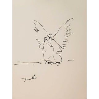 Contemporary Minimalist Figurative Ink Drawing of Angels by Jose Trujillo For Sale