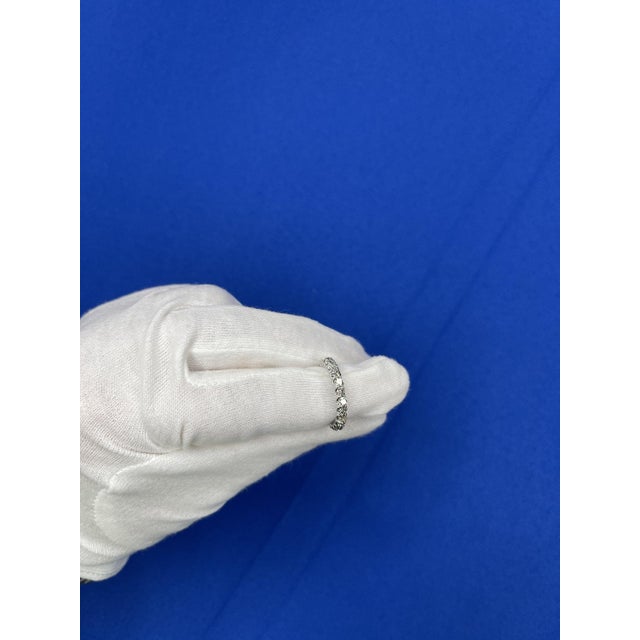 Metal Round Shape Brilliant Cut Warm Silver Diamond Classic Stack Eternity Wedding Ann, Size 7.25 For Sale - Image 7 of 10