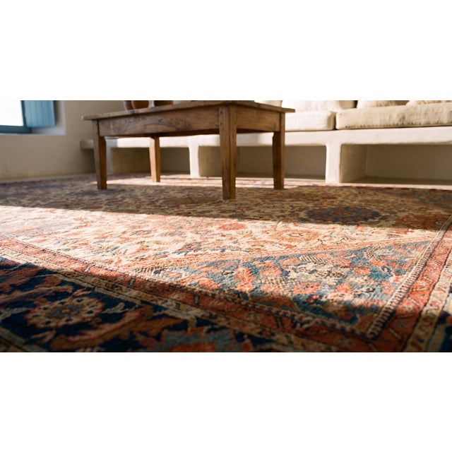 Captivating Ivory Background Color With Allover-Floral Design Antique Persian Sultanabad Rug For Sale - Image 11 of 13