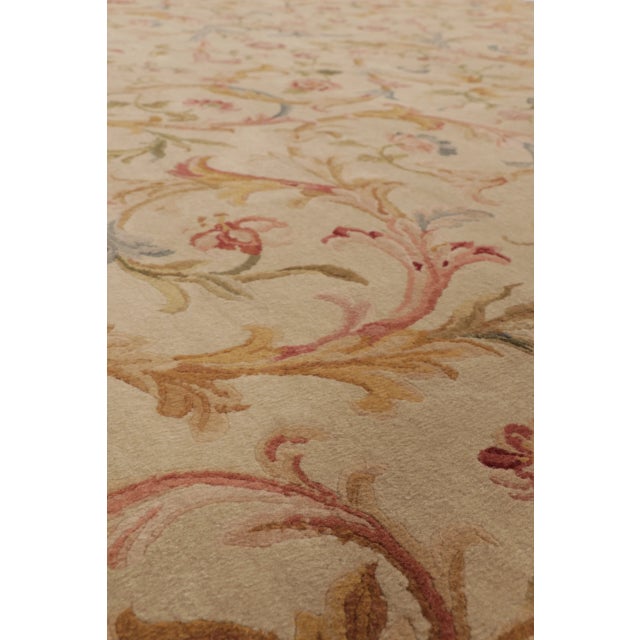 Textile Antique French Aubusson Needlepoint Rug With Bold Pastel Florals - Rug & Kilim For Sale - Image 7 of 11