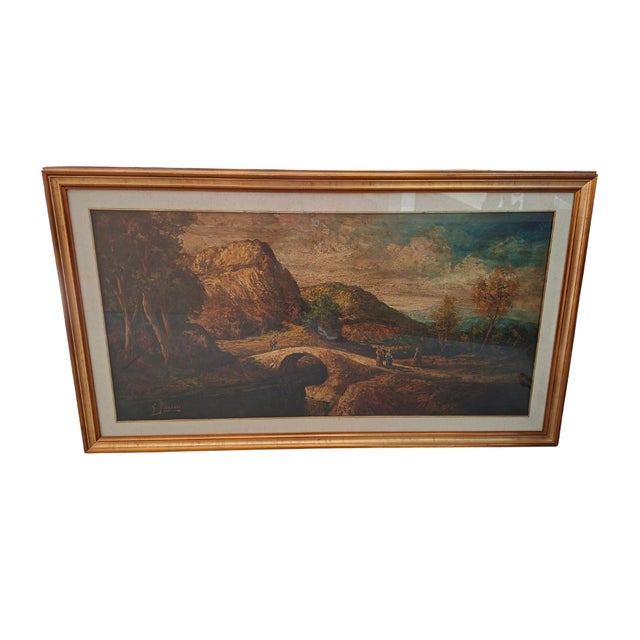 G. Grignani, Landscape with Bridge, 1983, Oil on Canvas, Framed For Sale - Image 9 of 9
