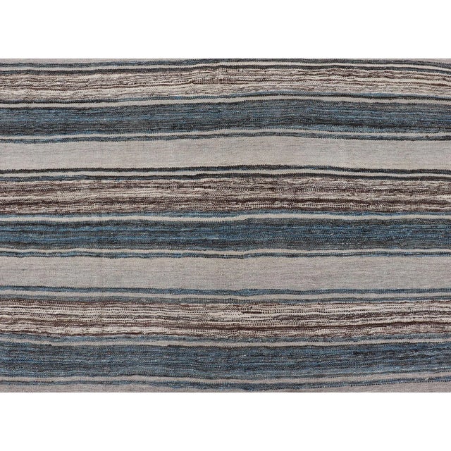 2020s Flat-Weave Kilim Rug by Keivan Woven Arts, Brown, Blue, and Cream 8'3 X 11'3 For Sale - Image 5 of 13
