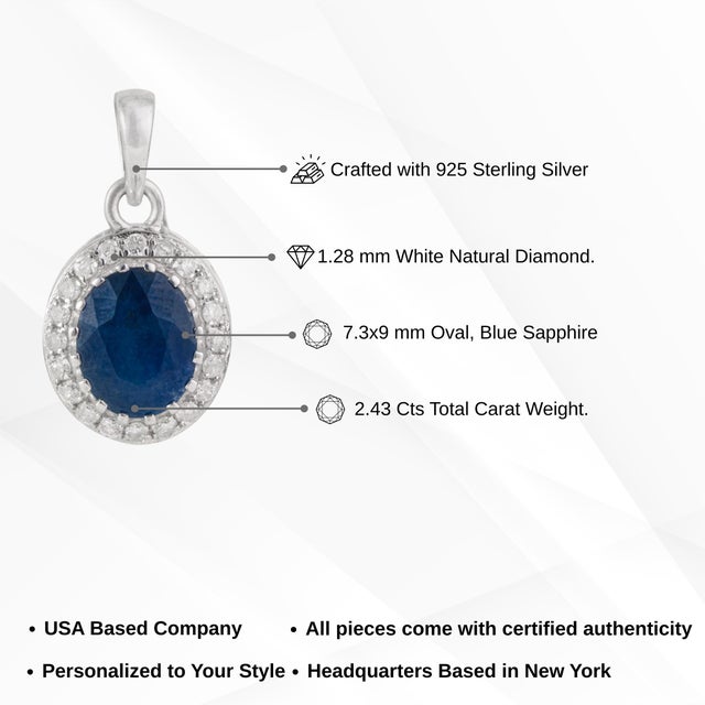 Late 20th Century Royal 2.43 Ct Oval Blue Sapphire & Diamond Halo Pendant by Carat&Her For Sale - Image 11 of 13