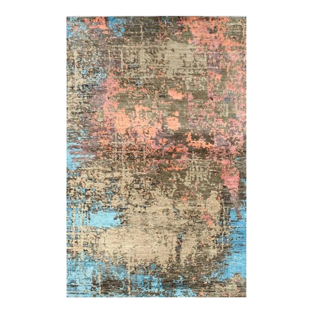 Handwoven Modern Abstract Area Rug 4x6 For Sale