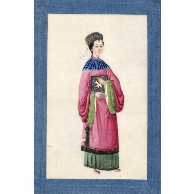 19th Century Chinese Qing Export School Album of Court Figure Paintings on Pith, Canton For Sale - Image 13 of 18