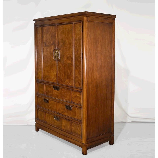 Chinoiserie 1970s Chinoiserie Burlwood Armoire Mystique by Thomasville Furniture For Sale - Image 3 of 8