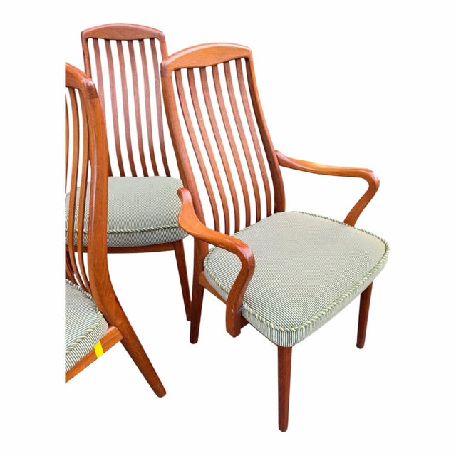 1970s Danish Modern Teak Dining Chairs, Set of 6 (2 Armchairs), Preben Schou Andersen Attributed For Sale In New York - Image 6 of 12
