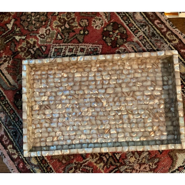 Mid-Century Modern Vintage Tessellated Mother of Pearl Tray - Mop For Sale - Image 3 of 6