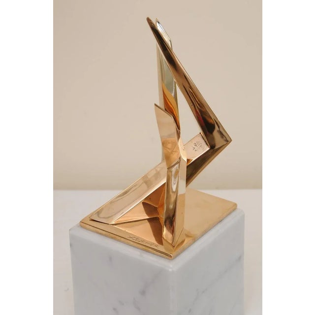1960s VIntage Signed Boucher French Bronze Architectural Sculpture on White Marble Base, 1960's For Sale - Image 5 of 7