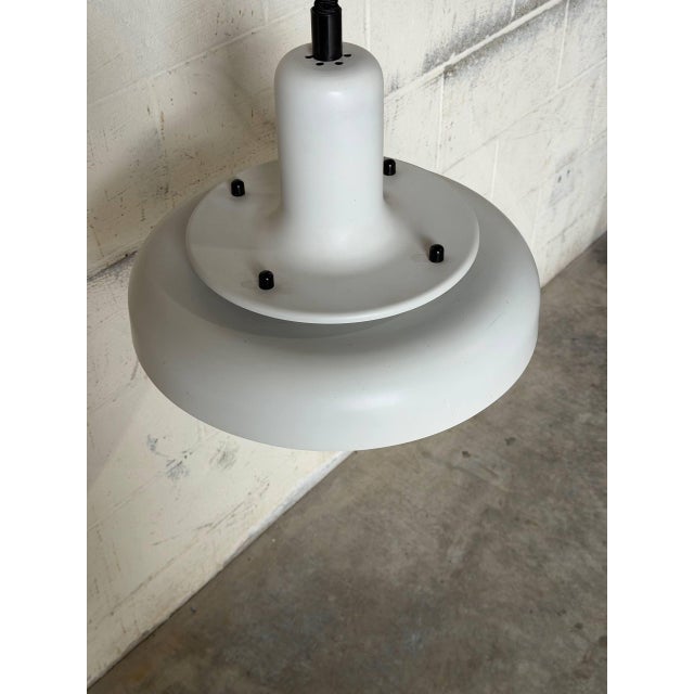 1970s 1970s Mid-Century Modern White Pendant Light Metal Ceiling Lamp Space Age Danish For Sale - Image 5 of 10