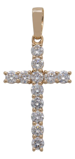 Lab Diamond Cross Pendant in Solid 14k Gold – 3mm Elegant Minimalist Jewelry