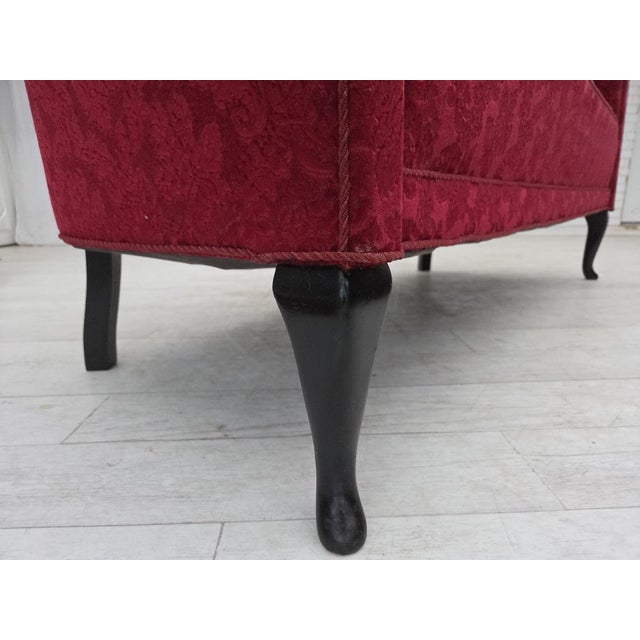 Red Danish 2-Seater Sofa in Cherry-Red Velour, 1950s For Sale - Image 8 of 18