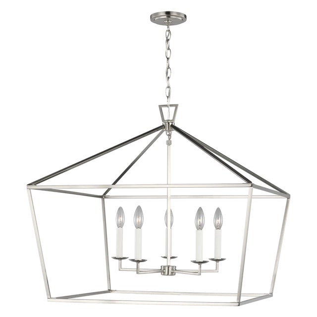 Traditional Chapman & Myers By Visual Comfort Studio Dianna 5-Light Pendant in Brushed Nickel For Sale - Image 3 of 3