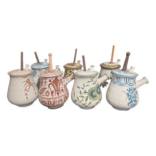 Chocolate Pots from Cerámicas Benlloch, Manises, Spain, 1970s, Set of 21 For Sale